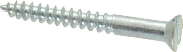Value Collection - #6, 1-1/4" OAL, Slotted Drive, Flat Head Wood Screw - Zinc Plated Steel, Grade 2 - Apex Tool & Supply