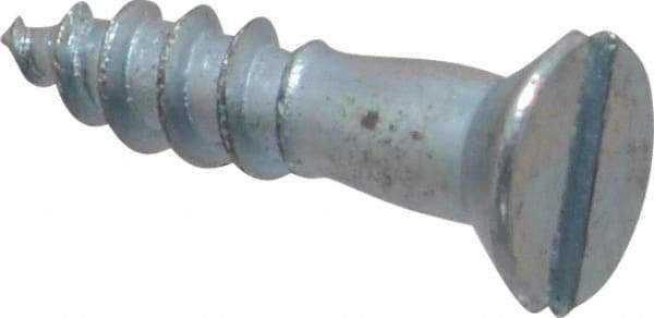 Value Collection - #8, 3/4" OAL, Slotted Drive, Flat Head Wood Screw - Zinc Plated Steel, Grade 2 - Apex Tool & Supply