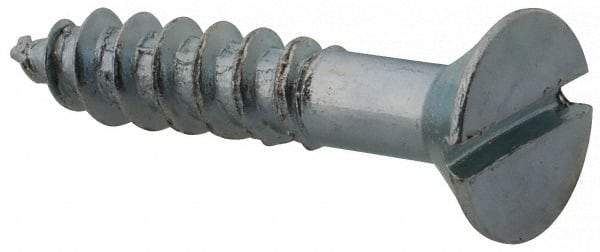 Value Collection - #8, 7/8" OAL, Slotted Drive, Flat Head Wood Screw - Zinc Plated Steel, Grade 2 - Apex Tool & Supply