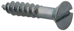 Value Collection - #8, 7/8" OAL, Slotted Drive, Flat Head Wood Screw - Zinc Plated Steel, Grade 2 - Apex Tool & Supply
