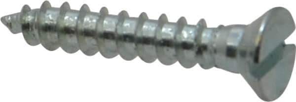 Value Collection - #8, 1" OAL, Slotted Drive, Flat Head Wood Screw - Zinc Plated Steel, Grade 2 - Apex Tool & Supply