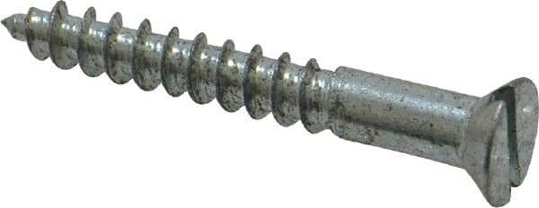 Value Collection - #8, 1-1/4" OAL, Slotted Drive, Flat Head Wood Screw - Zinc Plated Steel, Grade 2 - Apex Tool & Supply