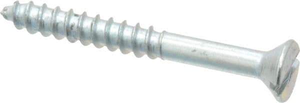 Value Collection - #8, 1-1/2" OAL, Slotted Drive, Flat Head Wood Screw - Zinc Plated Steel, Grade 2 - Apex Tool & Supply
