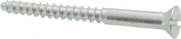 Value Collection - #8, 1-3/4" OAL, Slotted Drive, Flat Head Wood Screw - Zinc Plated Steel, Grade 2 - Apex Tool & Supply
