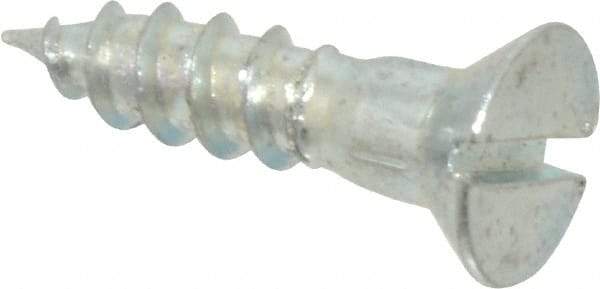 Value Collection - #9, 3/4" OAL, Slotted Drive, Flat Head Wood Screw - Zinc Plated Steel, Grade 2 - Apex Tool & Supply