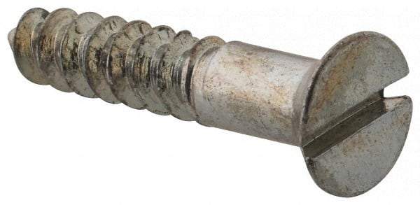 Value Collection - #9, 1" OAL, Slotted Drive, Flat Head Wood Screw - Zinc Plated Steel, Grade 2 - Apex Tool & Supply