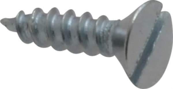Value Collection - #10, 3/4" OAL, Slotted Drive, Flat Head Wood Screw - Zinc Plated Steel, Grade 2 - Apex Tool & Supply