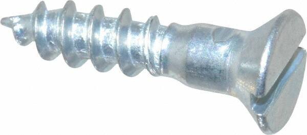 Value Collection - #10, 7/8" OAL, Slotted Drive, Flat Head Wood Screw - Zinc Plated Steel, Grade 2 - Apex Tool & Supply