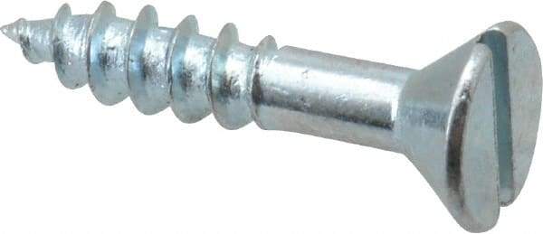 Value Collection - #10, 1" OAL, Slotted Drive, Flat Head Wood Screw - Zinc Plated Steel, Grade 2 - Apex Tool & Supply
