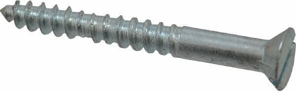 Value Collection - #10, 1-3/4" OAL, Slotted Drive, Flat Head Wood Screw - Zinc Plated Steel, Grade 2 - Apex Tool & Supply