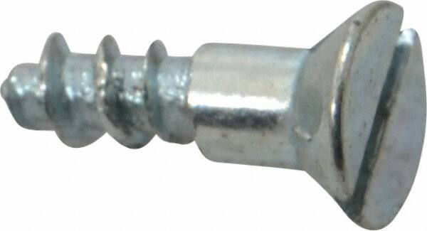 Value Collection - #12, 3/4" OAL, Slotted Drive, Flat Head Wood Screw - Zinc Plated Steel, Grade 2 - Apex Tool & Supply