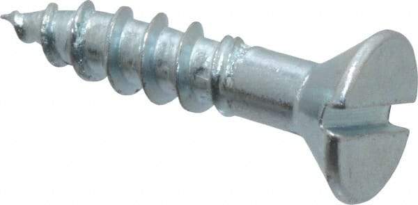 Value Collection - #12, 1" OAL, Slotted Drive, Flat Head Wood Screw - Zinc Plated Steel, Grade 2 - Apex Tool & Supply