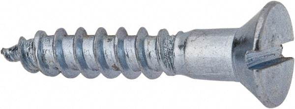 Value Collection - #12, 1-1/4" OAL, Slotted Drive, Flat Head Wood Screw - Zinc Plated Steel, Grade 2 - Apex Tool & Supply