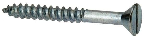 Value Collection - #12, 2" OAL, Slotted Drive, Flat Head Wood Screw - Zinc Plated Steel, Grade 2 - Apex Tool & Supply