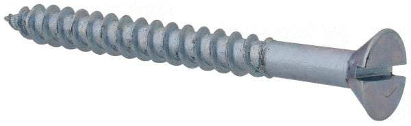 Value Collection - #12, 2-1/4" OAL, Slotted Drive, Flat Head Wood Screw - Zinc Plated Steel, Grade 2 - Apex Tool & Supply