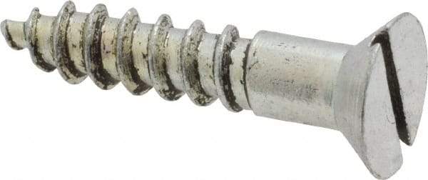 Value Collection - #14, 1-1/4" OAL, Slotted Drive, Flat Head Wood Screw - Zinc Plated Steel, Grade 2 - Apex Tool & Supply