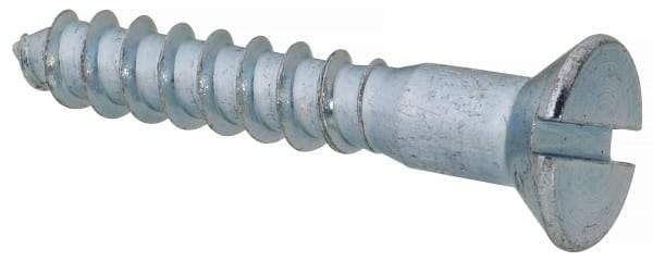 Value Collection - #14, 1-1/2" OAL, Slotted Drive, Flat Head Wood Screw - Zinc Plated Steel, Grade 2 - Apex Tool & Supply