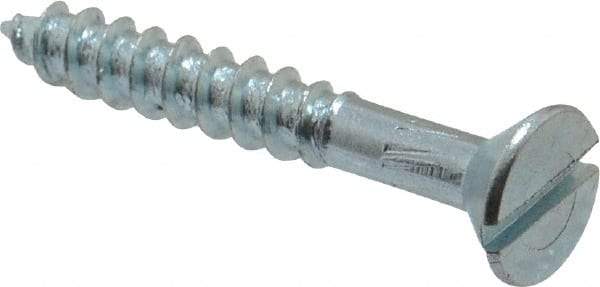 Value Collection - #14, 1-3/4" OAL, Slotted Drive, Flat Head Wood Screw - Zinc Plated Steel, Grade 2 - Apex Tool & Supply