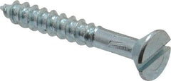 Value Collection - #14, 1-3/4" OAL, Slotted Drive, Flat Head Wood Screw - Zinc Plated Steel, Grade 2 - Apex Tool & Supply