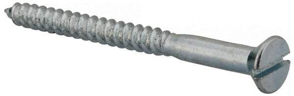 Value Collection - #14, 3" OAL, Slotted Drive, Flat Head Wood Screw - Zinc Plated Steel, Grade 2 - Apex Tool & Supply