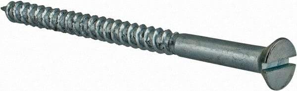 Value Collection - #14, 3-1/2" OAL, Slotted Drive, Flat Head Wood Screw - Zinc Plated Steel, Grade 2 - Apex Tool & Supply