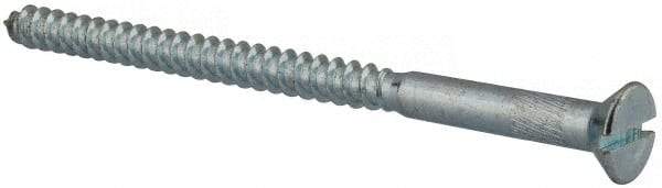 Value Collection - #14, 4" OAL, Slotted Drive, Flat Head Wood Screw - Zinc Plated Steel, Grade 2 - Apex Tool & Supply