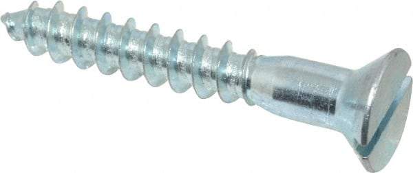 Value Collection - #18, 2" OAL, Slotted Drive, Flat Head Wood Screw - Zinc Plated Steel, Grade 2 - Apex Tool & Supply