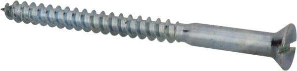 Value Collection - #18, 4" OAL, Slotted Drive, Flat Head Wood Screw - Zinc Plated Steel, Grade 2 - Apex Tool & Supply