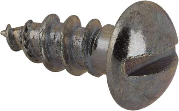 Value Collection - #10, 1/2" Length Under Head, Slotted Drive, Round Head Wood Screw - Zinc Plated Steel, Grade 2 - Apex Tool & Supply