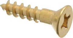 Value Collection - #12, 1" OAL, Phillips Drive, Flat Head Wood Screw - Brass - Apex Tool & Supply