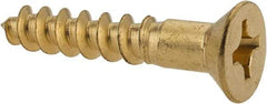 Value Collection - #12, 1-1/4" OAL, Phillips Drive, Flat Head Wood Screw - Brass - Apex Tool & Supply