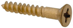 Value Collection - #12, 1-1/2" OAL, Phillips Drive, Flat Head Wood Screw - Brass - Apex Tool & Supply
