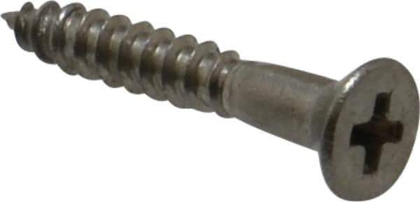 Value Collection - #4, 3/4" OAL, Phillips Drive, Flat Head Wood Screw - Stainless Steel, Grade 18-8 - Apex Tool & Supply