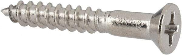 Value Collection - #6, 1" OAL, Phillips Drive, Flat Head Wood Screw - Stainless Steel, Grade 18-8 - Apex Tool & Supply