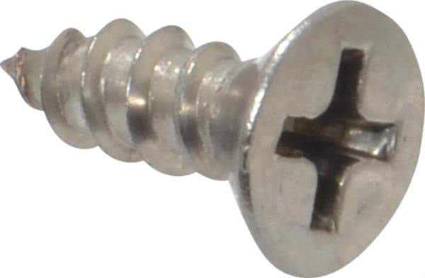 Value Collection - #8, 1/2" OAL, Phillips Drive, Flat Head Wood Screw - Stainless Steel, Grade 18-8 - Apex Tool & Supply