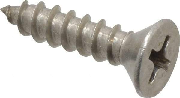 Value Collection - #8, 3/4" OAL, Phillips Drive, Flat Head Wood Screw - Stainless Steel, Grade 18-8 - Apex Tool & Supply