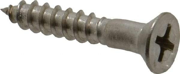 Value Collection - #8, 1" OAL, Phillips Drive, Flat Head Wood Screw - Stainless Steel, Grade 18-8 - Apex Tool & Supply
