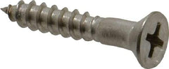 Value Collection - #8, 1" OAL, Phillips Drive, Flat Head Wood Screw - Stainless Steel, Grade 18-8 - Apex Tool & Supply