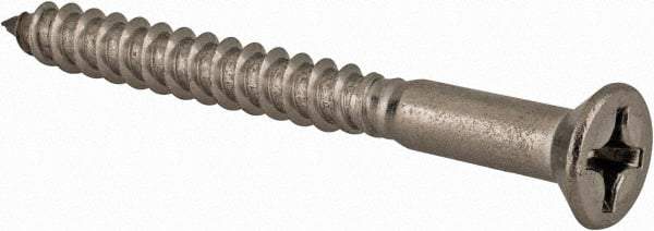 Value Collection - #10, 2" OAL, Phillips Drive, Flat Head Wood Screw - Stainless Steel, Grade 18-8 - Apex Tool & Supply