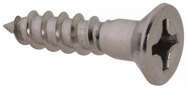 Value Collection - #12, 1" OAL, Phillips Drive, Flat Head Wood Screw - Stainless Steel, Grade 18-8 - Apex Tool & Supply