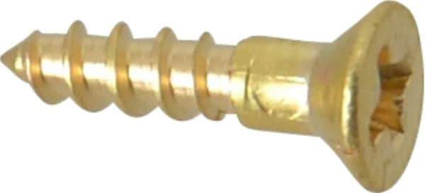 Value Collection - #2, 3/8" OAL, Phillips Drive, Flat Head Wood Screw - Brass - Apex Tool & Supply