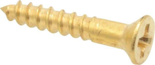 Value Collection - #2, 1/2" OAL, Phillips Drive, Flat Head Wood Screw - Brass - Apex Tool & Supply