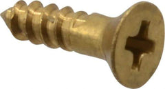 Value Collection - #3, 3/8" OAL, Phillips Drive, Flat Head Wood Screw - Brass - Apex Tool & Supply