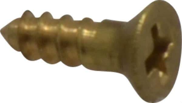 Value Collection - #4, 3/8" OAL, Phillips Drive, Flat Head Wood Screw - ASME B18.6.1, Brass - Apex Tool & Supply