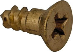 Value Collection - #6, 3/8" OAL, Phillips Drive, Flat Head Wood Screw - Brass - Apex Tool & Supply