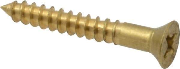 Value Collection - #6, 1" OAL, Phillips Drive, Flat Head Wood Screw - ASME B18.6.1, Brass - Apex Tool & Supply