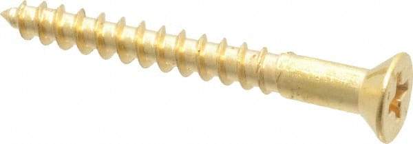 Value Collection - #6, 1-1/4" OAL, Phillips Drive, Flat Head Wood Screw - ASME B18.6.1, Brass - Apex Tool & Supply