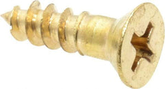 Value Collection - #8, 5/8" OAL, Phillips Drive, Flat Head Wood Screw - Brass - Apex Tool & Supply