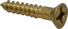 Value Collection - #10, 1" OAL, Phillips Drive, Flat Head Wood Screw - ASME B18.6.1, Brass - Apex Tool & Supply