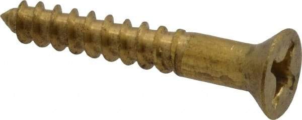 Value Collection - #10, 1-1/4" OAL, Phillips Drive, Flat Head Wood Screw - ASME B18.6.1, Brass - Apex Tool & Supply